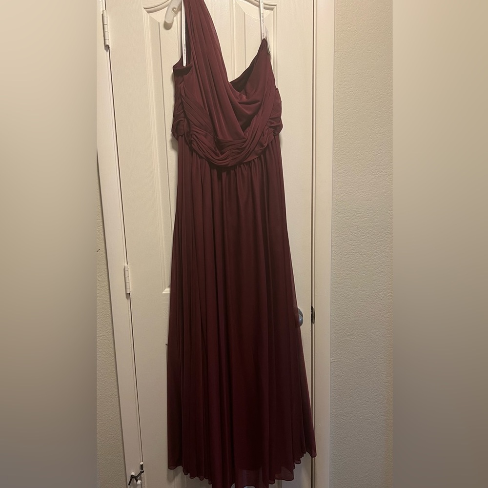 David’s Bridal Mesh One Shoulder Bridesmaid Dress